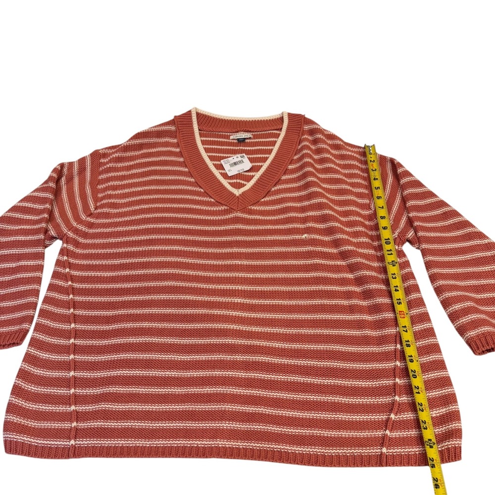 American Eagle Womens V-Neck Striped Knit Sweater Pink Large‎ Oversized Boxy NEW - Picture 8 of 8